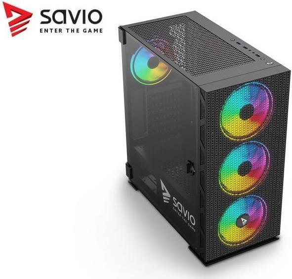 Actual product image Savio PC Case Raptor X1 ARGB Glass/Mesh Black (ITX, ATX, Mini-ATX)