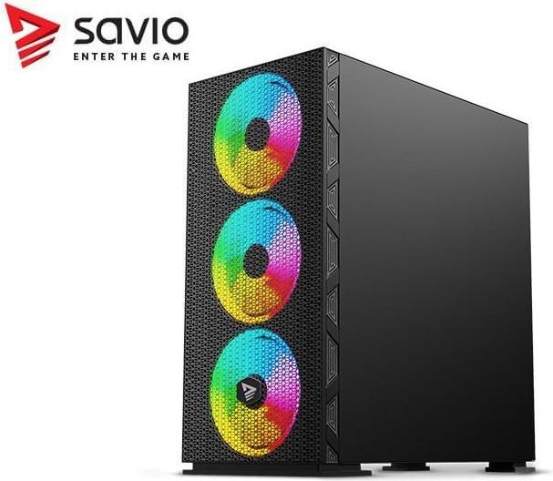 Actual product image Savio PC Case Raptor X1 ARGB Glass/Mesh Black (ITX, ATX, Mini-ATX)