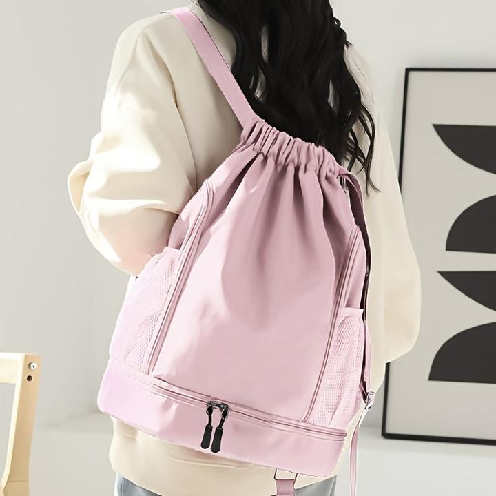 Produktbild Only-Bags.Store Grosse Kapazität Drawstring Rucksack, tragbare Lagerung Rucksack mit Seite Mesh-Taschen, Basketball (20 l)