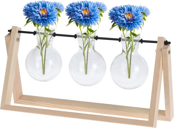 Immagine prodotto Casativo Set di 3 vasi in vetro con supporto in legno, 14,5 x 30 x 7 cm