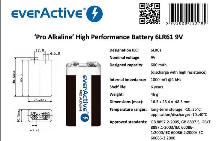 Immagine prodotto Everactive Batterie alcaline Pro LR6 AA - confezione termoretraibile - 10 - batteria (10 pz., AA, 650 mAh)