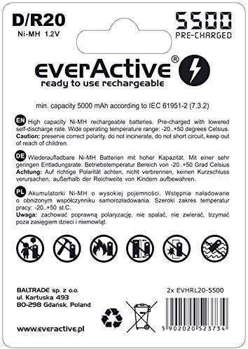 Actual product image Everactive Rechargeable batteries R20/D Ni-MH 5500 mAh ready to use - Battery - Mono (D) (1 pcs., D, 5500 mAh)