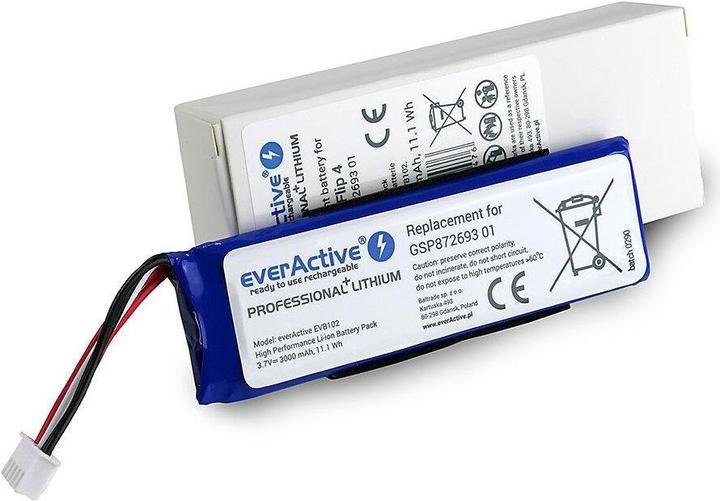 Actual product image Everactive Rechargeable battery EVB102 to bluetooth speaker JBL Flip 4 (1 pcs., Device specific, 3000 mAh)
