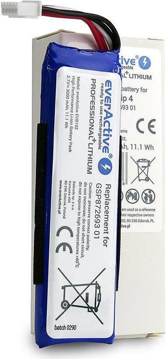 Actual product image Everactive Rechargeable battery EVB102 to bluetooth speaker JBL Flip 4 (1 pcs., Device specific, 3000 mAh)