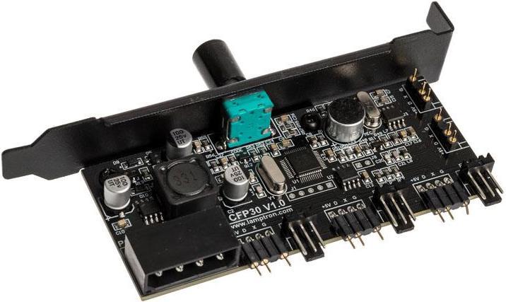 Image du produit Lamptron CFP30 Contrôleur de ventilateur et de LED RGB pour slot PCI - noir (3 Ventilateur)