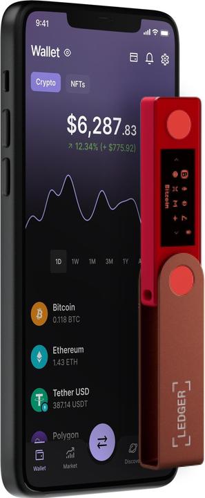Actual product image Ledger Nano X - Ruby Red (Ripple, Bitcoin, Litecoin, Cardano, TRON, Bitcoin cash, Ethereum Classic, Ether, Stellar, Monero, Dogecoin)
