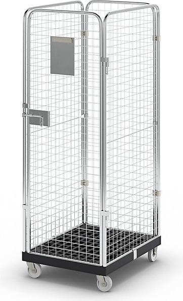 Image du produit eurokraft basic Roll-conteneur à panneaux grillagés, 4 côtés, noir / galvanisé. (500 kg)