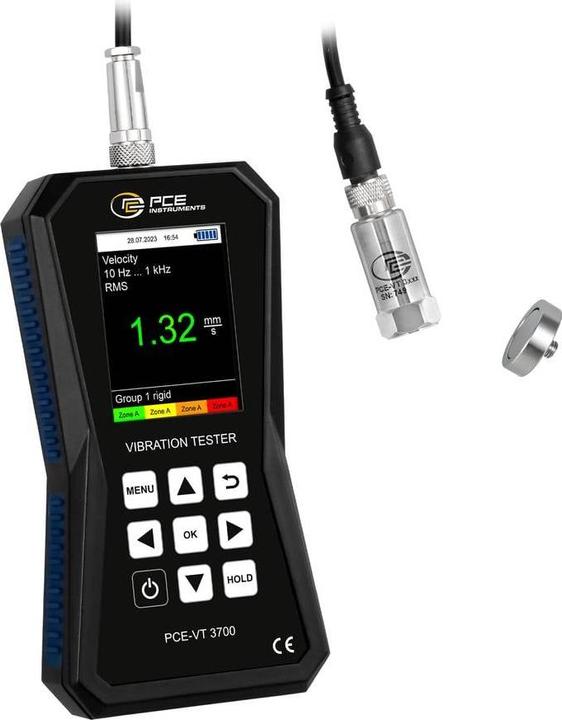 1x Vibromètre PCE-VT 3700 - 1x capteur avec câble spiralé PCE-VT 3xxx SENSOR - 1x support magnétique PCE-VT VMH - 3 piles AA de 1,5 V - 1x guide de démarrage rapide - 1x sacoche de service.