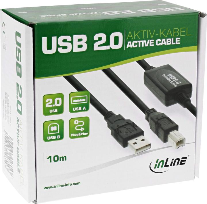 Produktbild InLine USB A — USB B (10 m, USB 2.0)