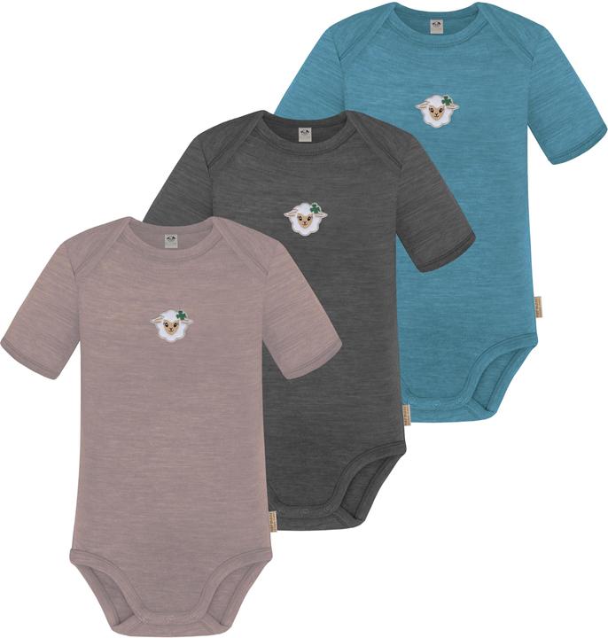 Normani 3er Set Baby Merino Body Kurzarm „Tauranga" - 9295
