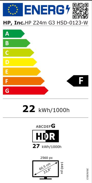 Energy Label HP Z24m G3 (2560 x 1440 pixels, 23.80")