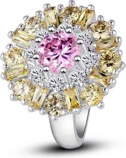 Produktbild Hermex versilberter Ring mit Rosa Gelb Topas Zirkonia - Gr. 60 / Size 9 (9)