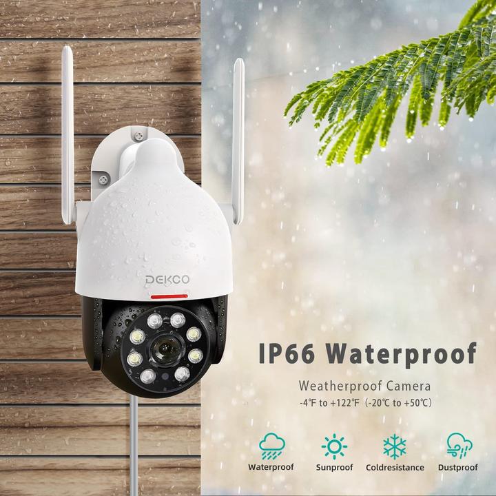 Actual product image Dekco Outdoor surveillance camera, IP66, White (2304 x 1296 Pixels)