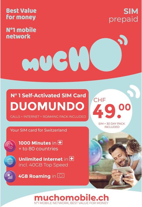 Produktbild BeeOne SIM-Karte MUCHO Mobile Pack DUOMUNDO