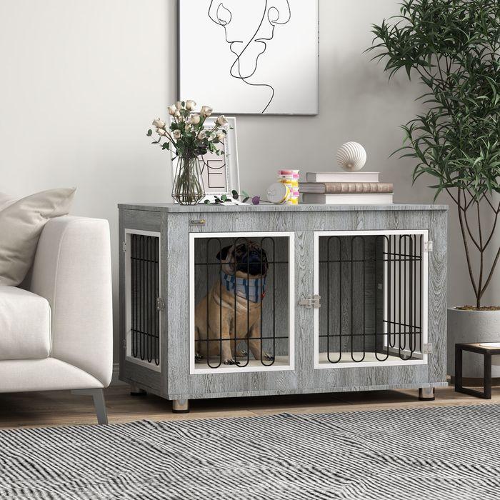 Produktbild Swisshandel24 Hundekäfig, Hundehütte, Haustierkäfig mit Kissen, 2 Verriegelungen für Mittelegrosse Hunde, Hundebox (Hundehütte)