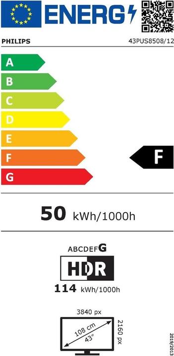 Energie-Label Philips 43PUS8508/12 (43", LED, 4K, 2023)
