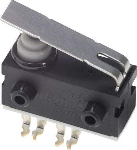 Actual product image Omron Microswitch D2AW-R, 100mA, 1 NO contact, 2N, leaf lever