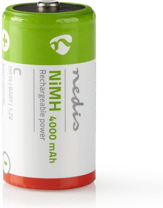 Nedis Wiederaufladbarer NI-MH-Akku C 1.2 V DC 4000 mAh vorgeladen 2-Blister HR14 Grün/Red (2 Stk., C, 4000 mAh)