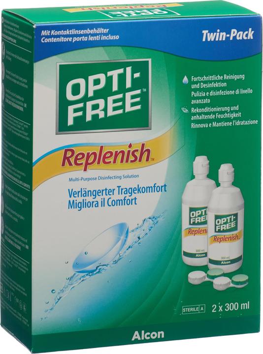 Opti Free Replenish, Kontaktlinsenpflegemittel, 2x300 ml (All in One Lösung, 600 ml)