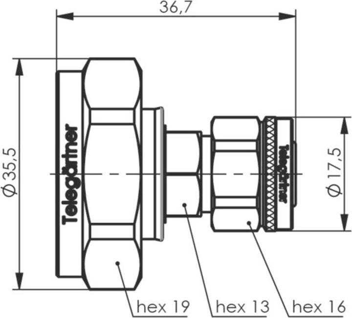 Image du produit Telegärtner Adaptateur 7-16 vers 2.2-5 Screw, Sti-Sti