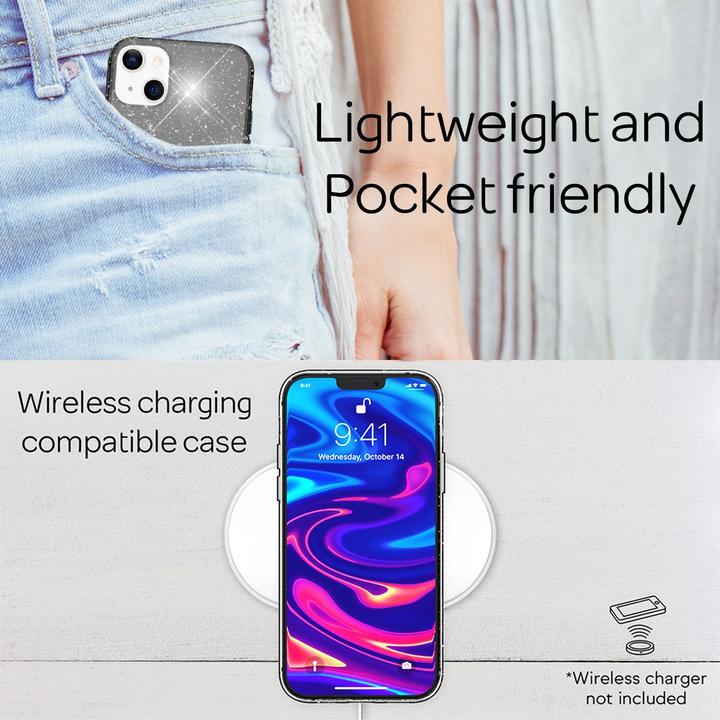 Actual product image Nalia Clear glitter silicone cover (Apple iPhone 13 mini)