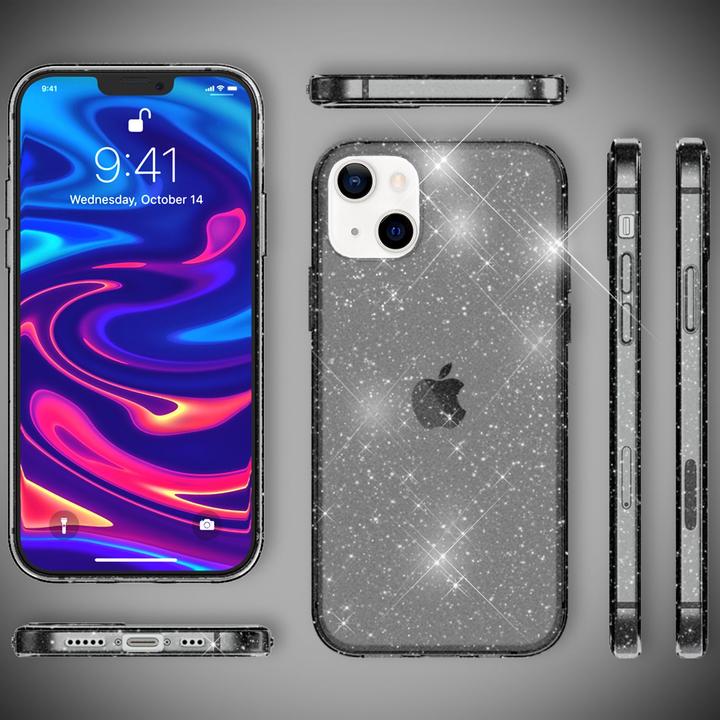 Actual product image Nalia Clear glitter silicone cover (Apple iPhone 13 mini)