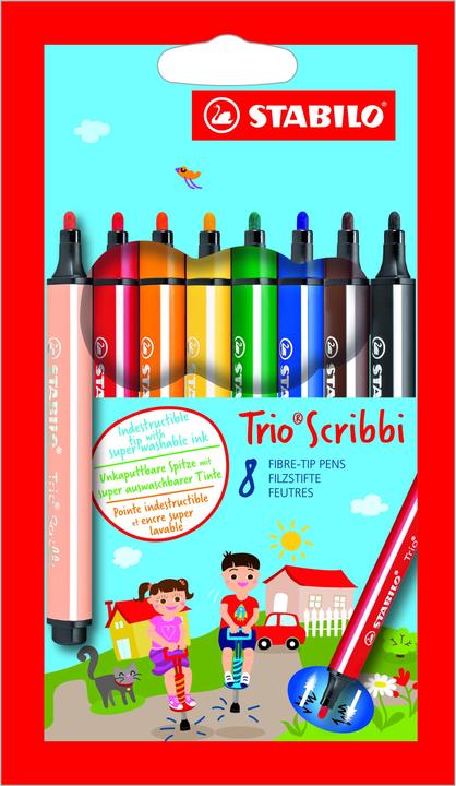 Actual product image STABILO Trio Scribbi Spring-loaded triangular felt-tip pen (Multicoloured, 8 x)