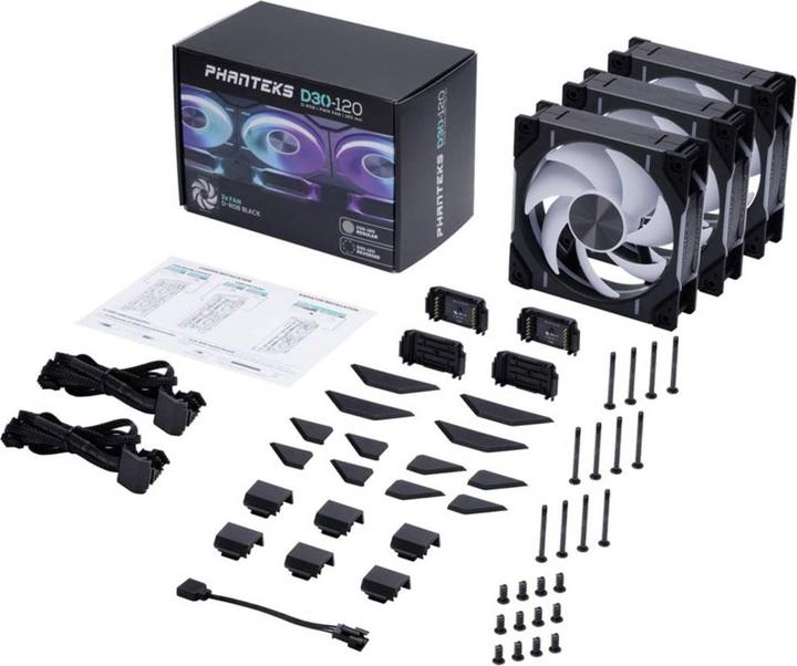 Image du produit Phanteks Ventilateur D-RGB D30 PWM Regular Airflow, 3-pack - 120mm, noir (120 mm, 3 x)