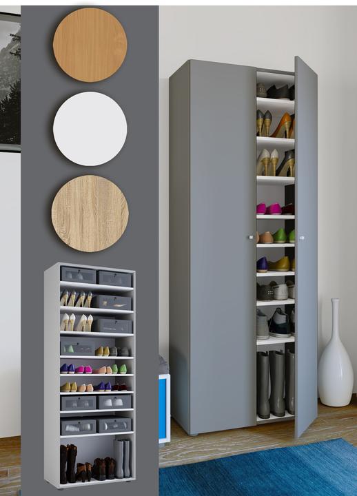 Actual product image VCM Wooden Large Shoe Cabinet Vandol with Hinged Doors (180 x 71 x 37 cm)