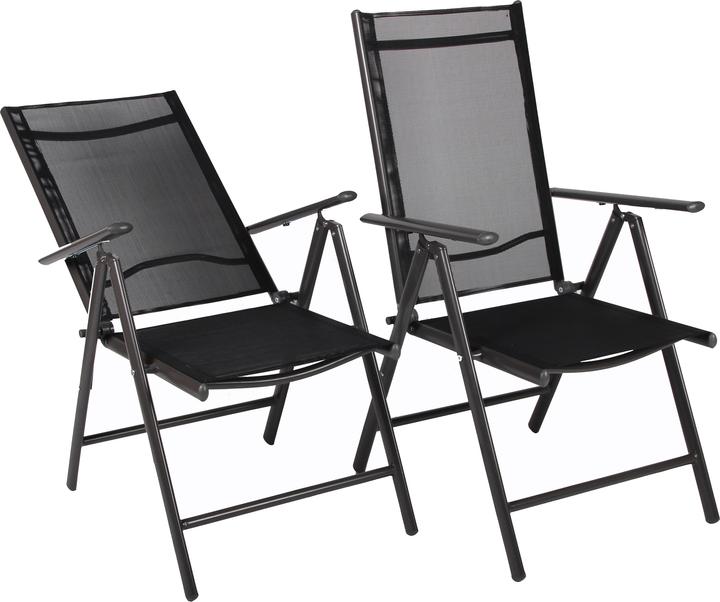 VCM Set aluminum folding garden chair high back