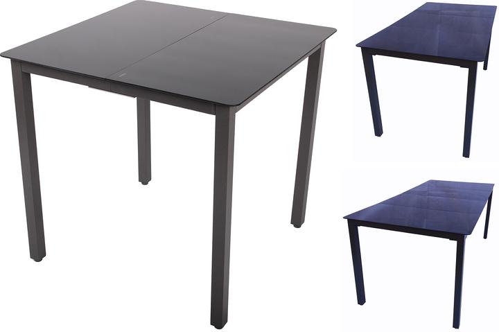 Actual product image VCM Aluminum Table Glass Dining Table Garden Table Balcony Table Garden Furniture Black Glass (80 cm)