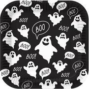 PAW Assiette en carton 10x carrés Boo noir et blanc 23x23cm (10 x)