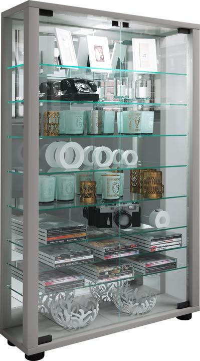 Produktbild VCM Sammelvitrine Standvitrine Glasvitrine Glasregal Vitrine Glas Schaukasten "Lumo Mini Spiegel" (59 x 18 x 91 cm)
