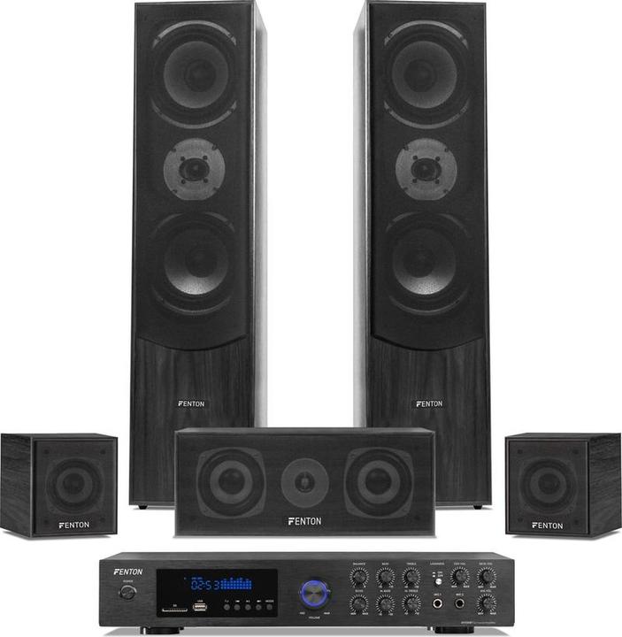 Produktbild Fenton set home cinema - home cinema set met 5 speakers + versterker met Bluetooth en mp3 speler - 5 (Set)