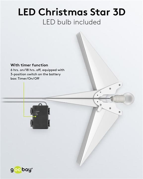 Image du produit Goobay Étoile de Noël LED 3D, Ø 56 cm, à piles