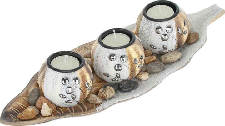 Image du produit Relaxdays Porte-bougies à chauffe-plat (38 x 14 x 7 cm)