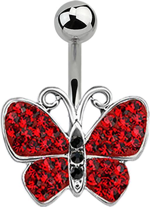 Produktbild Star Piercing Banane silber Schmetterling rot (ohne Messing, Chirurgenstahl 316L)
