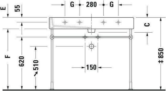 Image du produit Duravit Plan de toilette VERO avec lavabo HLB 1000x470mm 2 trous pour robinet blanc WG (470 mm, 1000 mm)