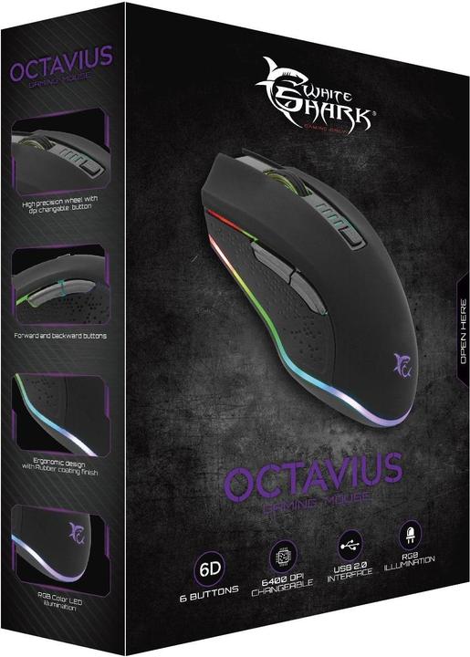 Actual product image Gaming mouse Shark Octavius with RGB illumination (Cable)