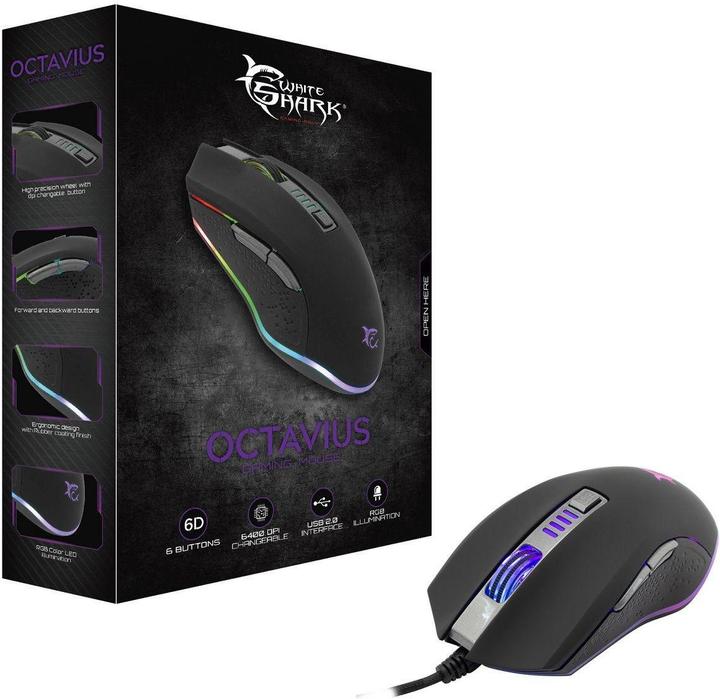 Actual product image Gaming mouse Shark Octavius with RGB illumination (Cable)