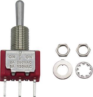 Actual product image RND Components Miniature toggle switch ON-OFF-ON latching 2 A / 5 A 1 CO contact