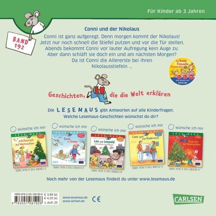 Image du produit LESEMAUS 192: Conni und der Nikolaus (Allemand, Liane Tailor, 2020)