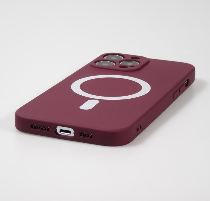 Actual product image PhoneLook Soft shell silicone cover with MagSafe and camera protection Bordeaux (Apple iPhone 13 Pro)