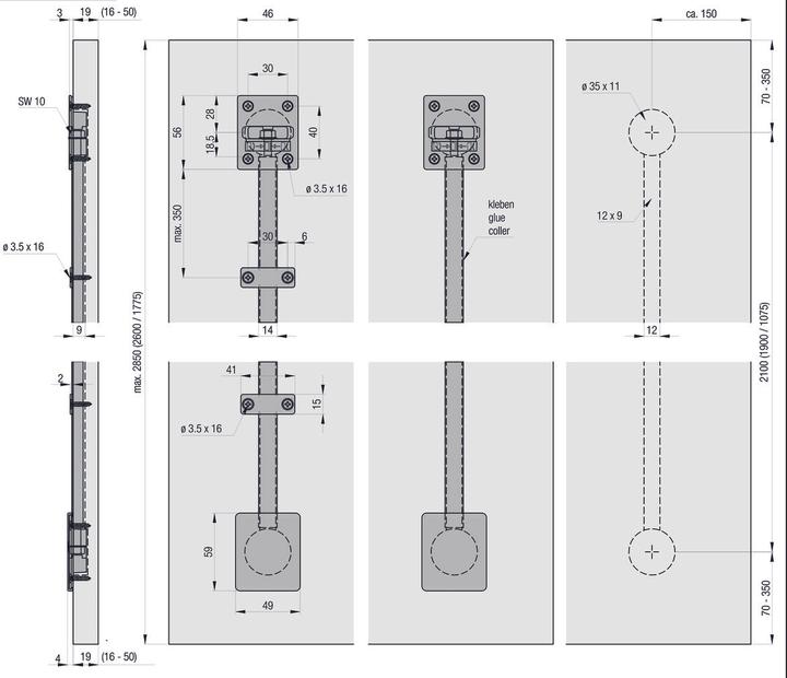 Actual product image HAWA Sliding door alignment hardware