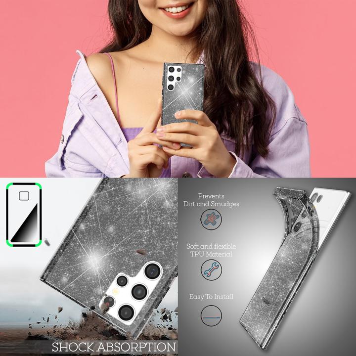 Produktbild Nalia Klare Glitzer Silikon Handyhülle (Samsung Galaxy S22 Ultra)