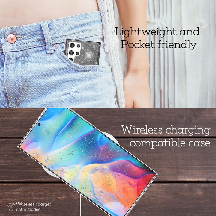 Produktbild Nalia Klare Glitzer Silikon Handyhülle (Samsung Galaxy S22 Ultra)
