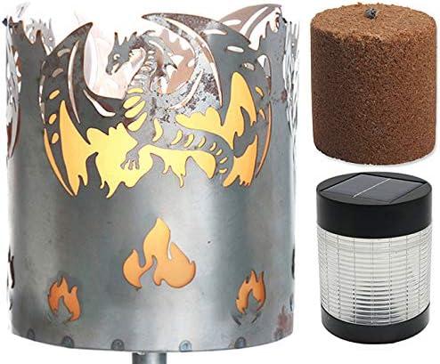 Immagine prodotto Novaliv Gartenfackel Drache Feuerschale Metall mit Stiel Brennmittel Solarlampe LED