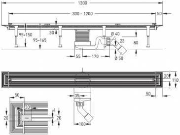 Produktbild Viega Shower gutter ADVANTIX VARIO 30-120 cm with grill (1200 mm)