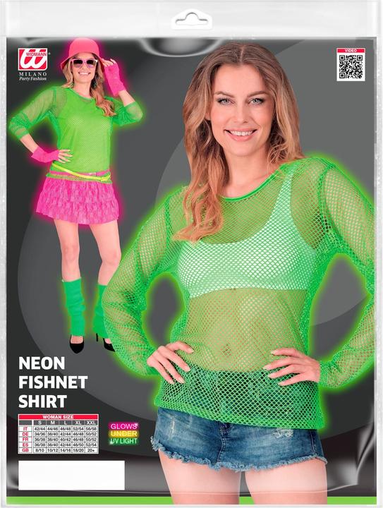 Produktbild Widmann Neon Grünes Netzshirt lange Ärmel (S/M)