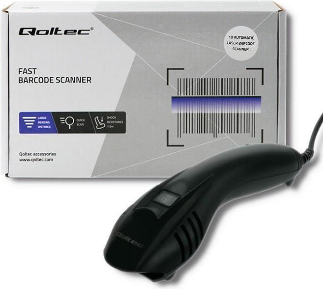 Actual product image Qoltec 50861 Wired Laser Barcode Scanner 1D (1D barcodes)